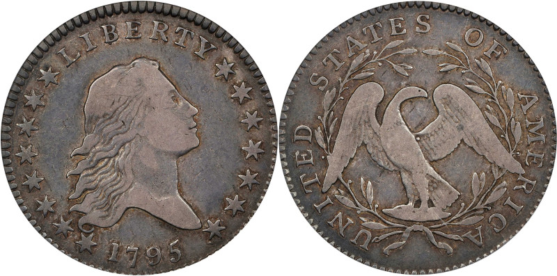 1795 Flowing Hair Half Dollar. O-104, T-24. Rarity-4. Two Leaves. VF-25 (PCGS). ...