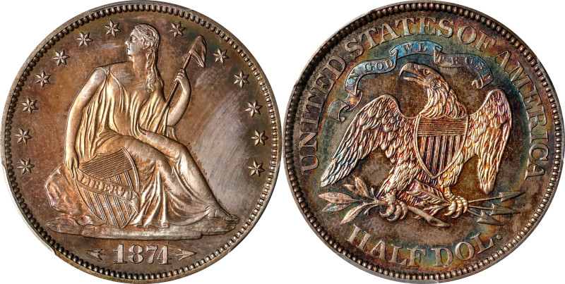 1874 Liberty Seated Half Dollar. Arrows. Proof-65 (PCGS).

This is an exceptio...