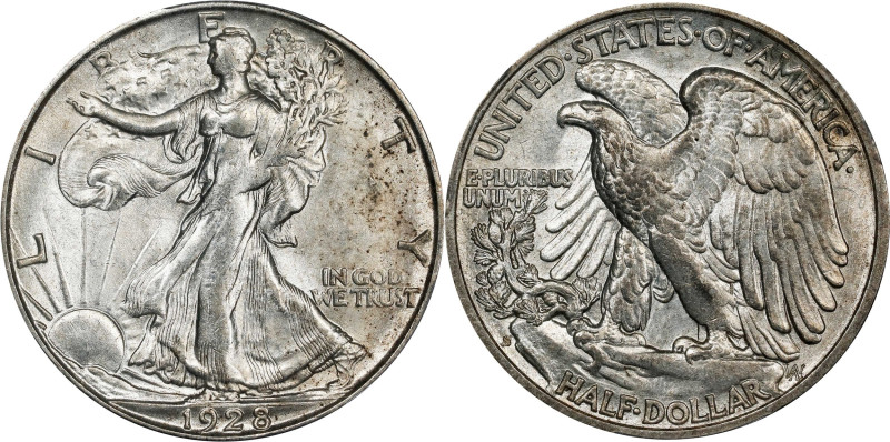 1928-S Walking Liberty Half Dollar. AU-58 (PCGS). CAC.

This attractive coin c...