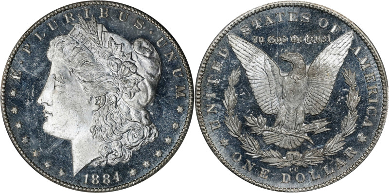 1884-CC Morgan Silver Dollar. MS-66 DMPL (PCGS).

Bold visual appeal with inte...