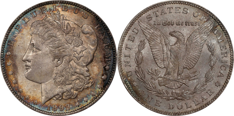 1892 Morgan Silver Dollar. MS-65 (PCGS).

This is a pretty Gem, the obverse wi...