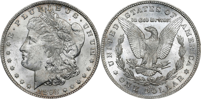 1892-CC Morgan Silver Dollar. MS-62 (PCGS).

Sharp, lustrous and brilliant, th...