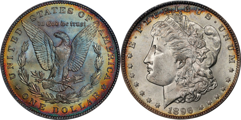 1896 Morgan Silver Dollar. MS-67 (PCGS).

The reverse exhibits an amazing arra...