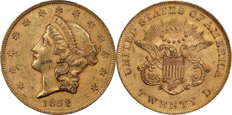 1852 Liberty Head Double Eagle. MS-61 (PCGS).

Crisply impressed and bathed in...