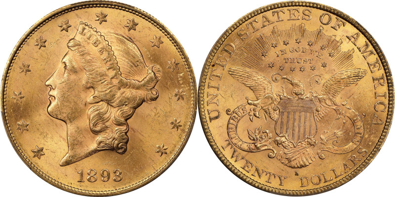 1893-S Liberty Head Double Eagle. MS-63 (PCGS). CAC.

Fabulous quality for the...