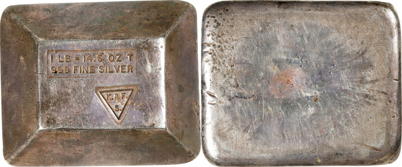 Kenneth & Freda Shonback Silver Ingot. San Francisco, California. 14.6 Troy Ounc...