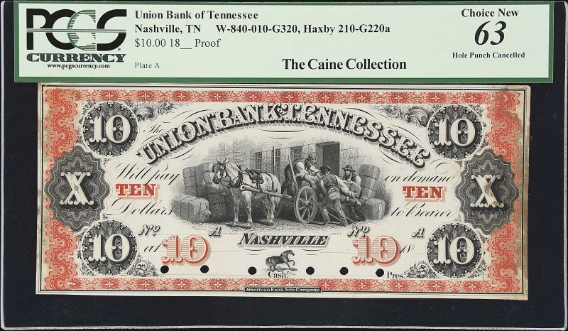 Nashville, Tennessee. Union Bank of Tennessee. Haxby 210-G220a, W-840-010-G320. ...