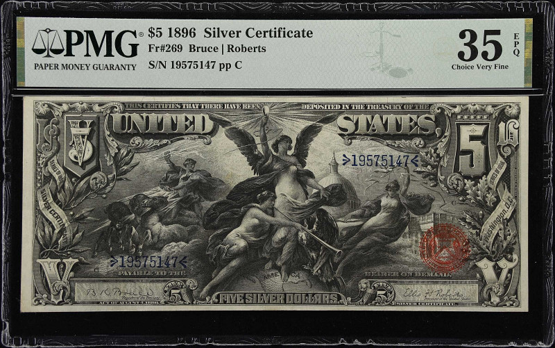 Fr. 269. 1896 $5 Silver Certificate. PMG Choice Very Fine 35 EPQ.

A lovely mi...