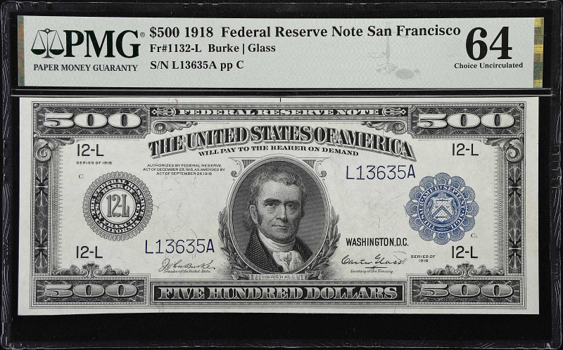 Important Choice Uncirculated 1918 $500 Federal Reserve Note

Fr. 1132-L. 1918...