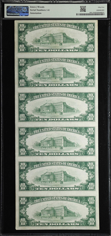 Uncut Sheet of (6) Weedsport, New York. 1929 Ty. 2 $10 Fr. 1801-2. The First NB....