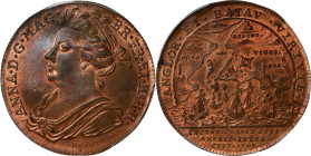 1702 American Treasure Captured at Vigo Bay Medal. Betts-95. Copper. MS-65 RB (PCGS).