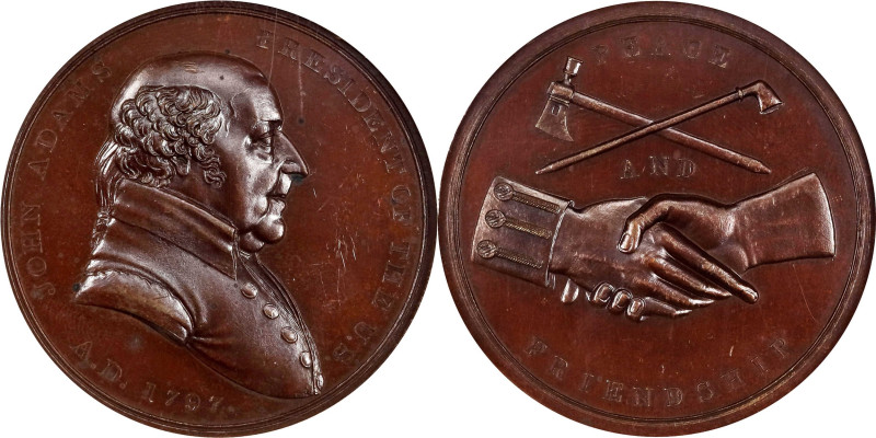 "1797" (post-1844) John Adams Indian Peace Medal. Bronze. Third Size. Julian IP-...