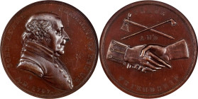 "1797" (post-1844) John Adams Indian Peace Medal. Bronze. Third Size. Julian IP-1, Prucha-59. First Reverse. MS-62 BN (NGC).