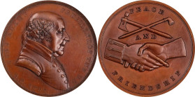 "1797" John Adams Indian Peace Medal. Bronze. Third Size. Julian IP-1, Prucha-59. Second Reverse. MS-64 BN (NGC).