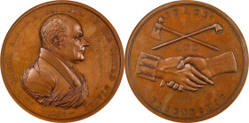 "1825" John Quincy Adams Indian Peace Medal. Bronze. First Size. Julian IP-11, Prucha-42. First Reverse. MS-63 BN (NGC).