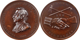 "1849" Zachary Taylor Indian Peace Medal. Bronze. First Size. Julian IP-27, Prucha-47. Second Obverse, Second Reverse. MS-62 BN (NGC).