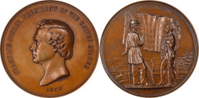 "1853" Franklin Pierce Indian Peace Medal. Bronze. First Size. Julian IP-32, Prucha-49. MS-64 BN (NGC).