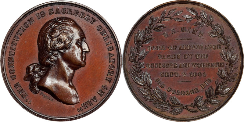 "1861" (1861-1904) U.S. Mint Oath of Allegiance Medal. By Anthony C. Paquet. Mus...