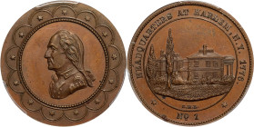 "1776" (ca. 1862) George Hampden Lovett's Headquarters Series Medal. No. 1, Harlem. Second Obverse. Musante GW-488, Baker-194A. Copper. MS-64 BN (PCGS...