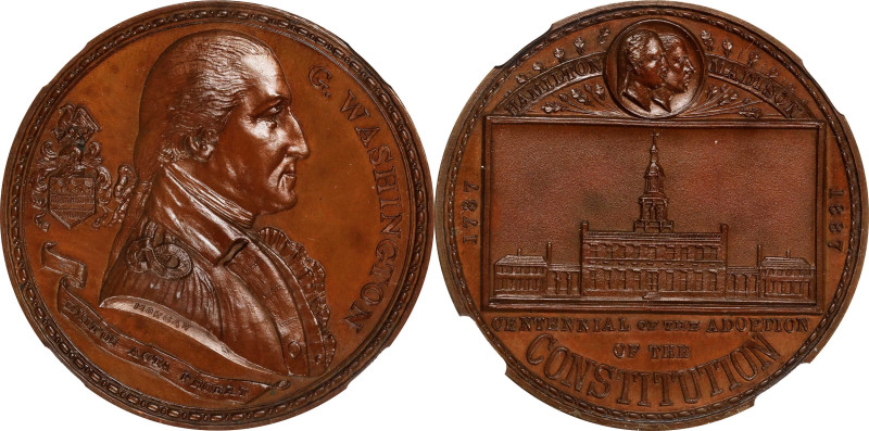 1887 Centennial of the Constitution Medal. President of the Convention Obverse. ...