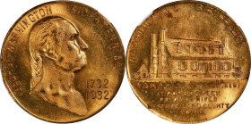 1932 Birth Bicentennial, Wakefield Restored Medal. Baker-925A, Martin-19(3).1. Gilt Brass. MS-63 (NGC).