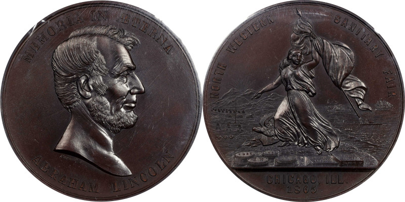 1865 Abraham Lincoln North Western Sanitary Fair Medal. Cunningham 21-010Cbz, Ki...