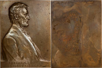 "1809-1865" (ca. 1908) Abraham Lincoln Birth Centennial Plaque. By Victor David Brenner, Cast by S. Klaber & Co. Cunningham 24-100Bz, King-753. Bronze...