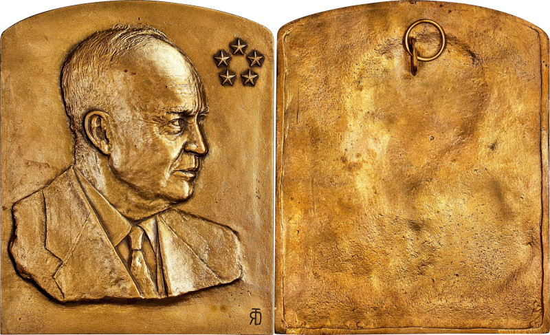 Undated Dwight David Eisenhower Plaque. Uniface. By Robert T. Dieges. Bronze, Ca...