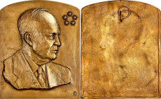 Undated Dwight David Eisenhower Plaque. Uniface. By Robert T. Dieges. Bronze, Cast. Mint State.