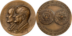Undated (ca. 1965) Lyndon B. Johnson and Hubert H. Humphrey Executive Series Medal. Struck by Robbins Co. Bronze. Mint State.