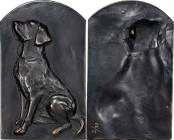 Undated Dog Plaque. Uniface. By Jeanne Stevens-Sollman. Bronze. No. 2/30. Mint State.