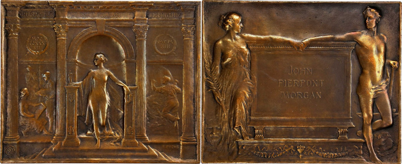 1913 J. Pierpont Morgan Memorial Plaque. By Emil Fuchs. Miller-30. Bronze. About...