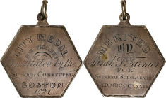 1827 Boston School Committee City Medal for Females. Silver. Extremely Fine.