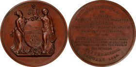 "1854" Captains Creighton, Low, and Stouffer / Steamer San Francisco Life Saving Medal. Julian LS-12. Bronze. Mint State.