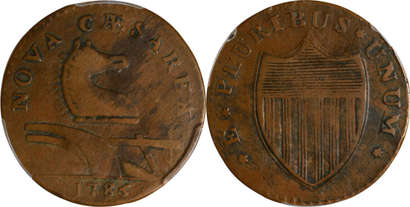 1786 New Jersey Copper. Maris 15-L, W-4820. Rarity-4. Straight Plow Beam, Leanin...