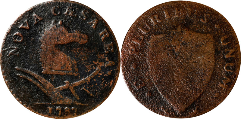 1787 New Jersey Copper. Maris 53-j, W-5290. Rarity-4. No Sprig Above Plow, Large...