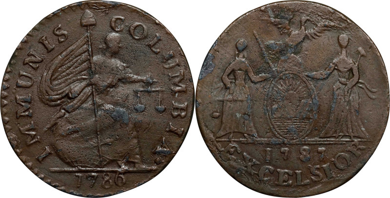 Electrotype 1786 Immunis Columbia Copper / 1787 Excelsior Copper Muling. Copper-...