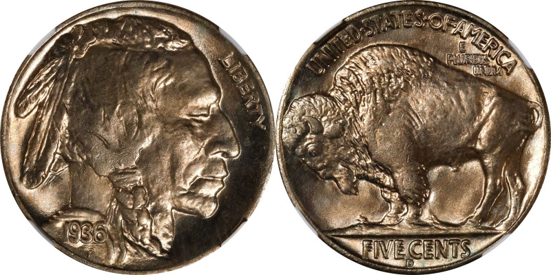 1936-D Buffalo Nickel. MS-66 (NGC).

PCGS# 3978. NGC ID: 22ST.

From the BCH...