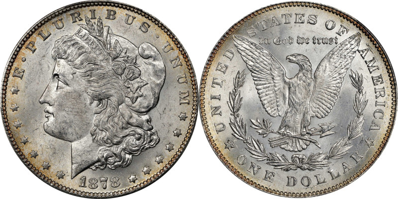 1878 Morgan Silver Dollar. 7 Tailfeathers. Reverse of 1878. MS-63 (PCGS).

PCG...