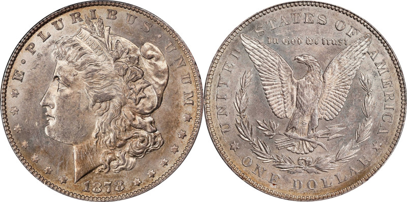 1878 Morgan Silver Dollar. 7 Tailfeathers. Reverse of 1878. MS-62 (PCGS).

PCG...