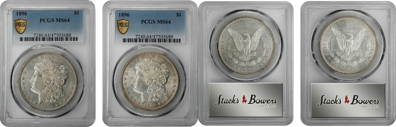 Lot of (2) 1896 Morgan Silver Dollars. MS-64 (PCGS).

PCGS# 7240. NGC ID: 2562...