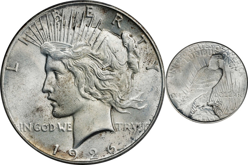 1926 Peace Silver Dollar. MS-62 (PCGS).

PCGS# 7367. NGC ID: 257N.

From the...