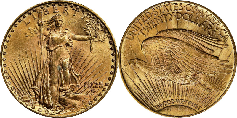 1925 Saint-Gaudens Double Eagle. MS-64 (PCGS).

PCGS# 9180. NGC ID: 26GA.