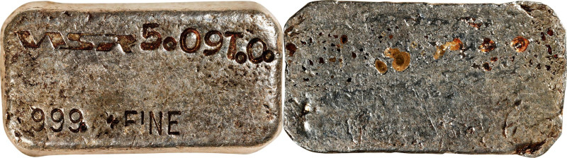 Western States Refining Silver Ingot. Fontana, California. 5.09 Troy Ounces. 999...