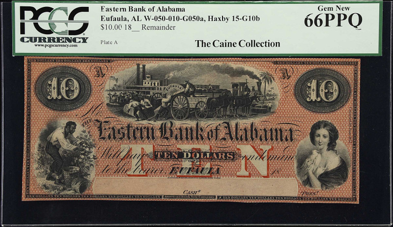 Eufaula, Alabama. Eastern Bank of Alabama. Haxby 15-G10b, W-050-010-G050a. 18xx ...