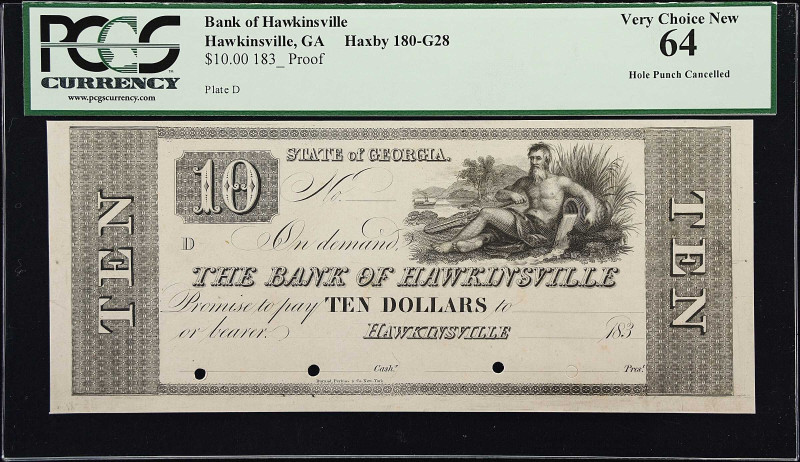 Hawkinsville, Georgia. Bank of Hawkinsville. Haxby 180-G28. W-590-010-G072. 183x...