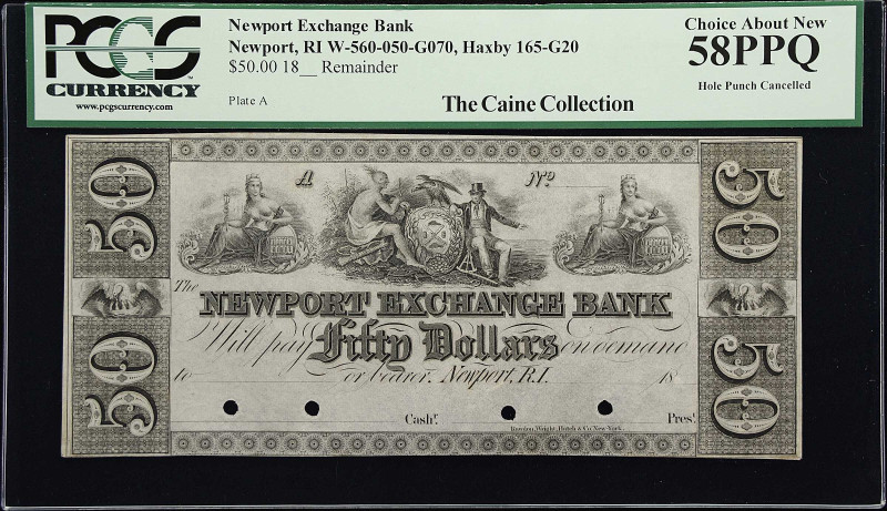 Newport, Rhode Island. Newport Exchange Bank. Haxby 165-G20, W-560-050-G070. 18x...