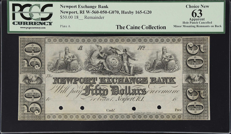 Newport, Rhode Island. Newport Exchange Bank. Haxby 165-G20, W-560-050-G070. 18x...