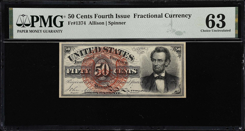 Fr. 1374. 50 Cents. Fourth Issue. PMG Choice Uncirculated 63.

Nice, even marg...