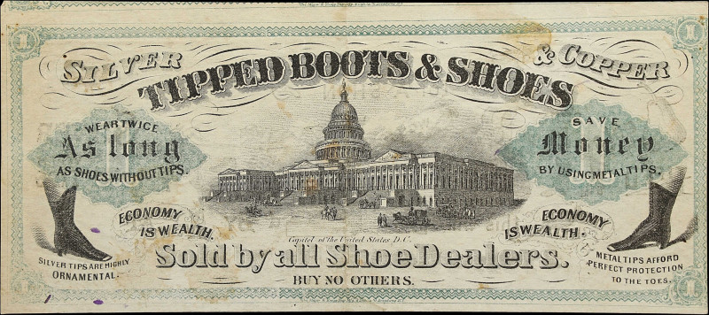 Silver & Copper Tipped Boots & Shoes Advertising Note. No Date $1. Extremely Fin...